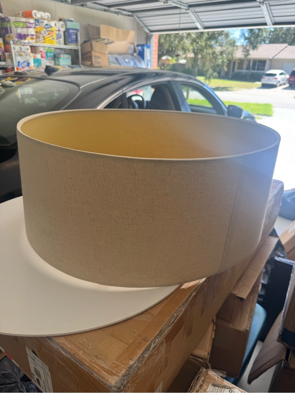 West Elm Beige Drum Lamp Shade